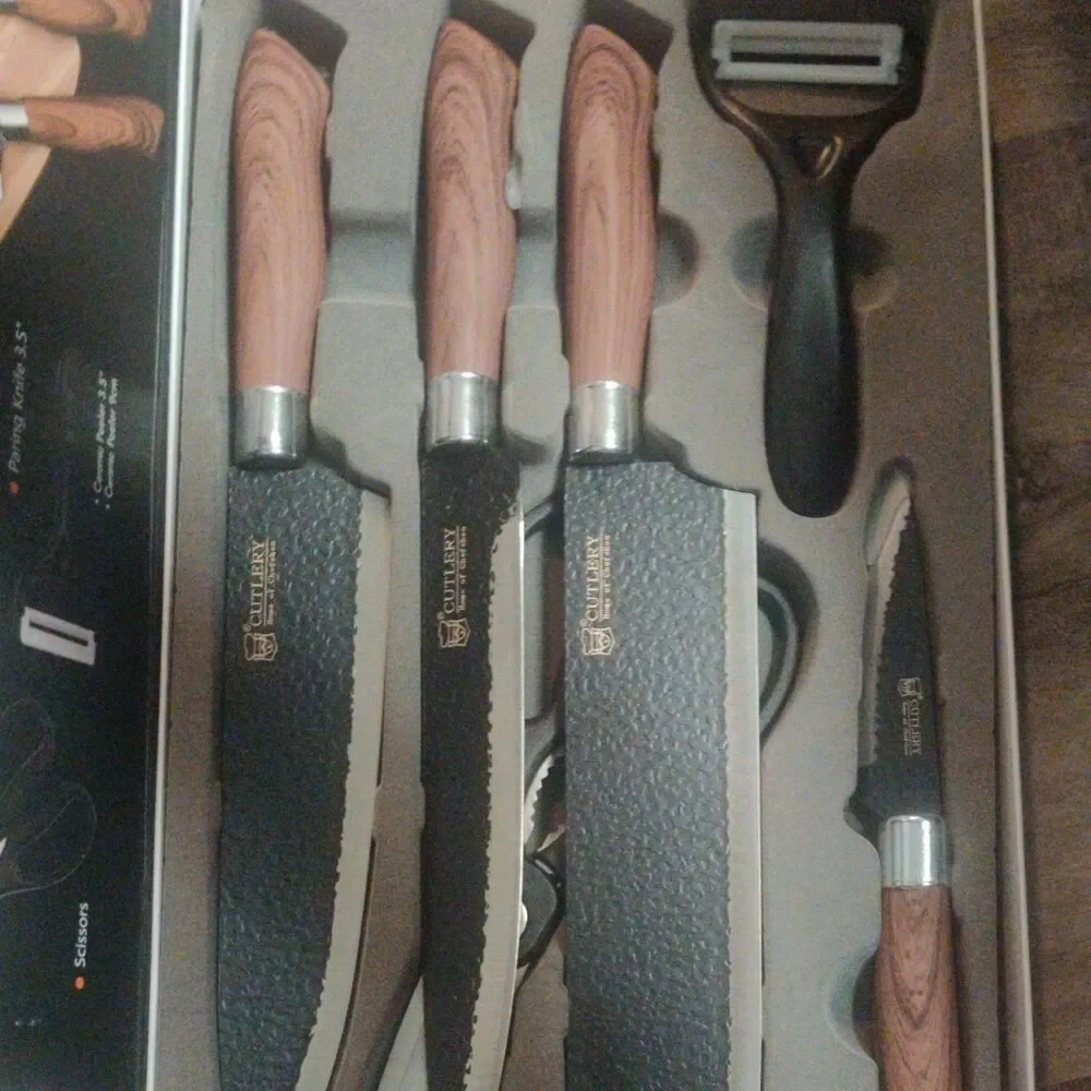 CUTLERY Home of Chefshen ER-0588 5-Piece Knife Set Wood Handle Stainless Steel